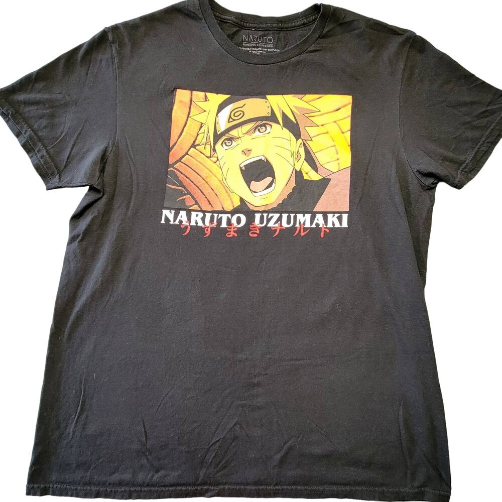 Naruto Uzumaki Anime Shippuden Collection T-Shirt Mens Black Short Sleeve Cotton